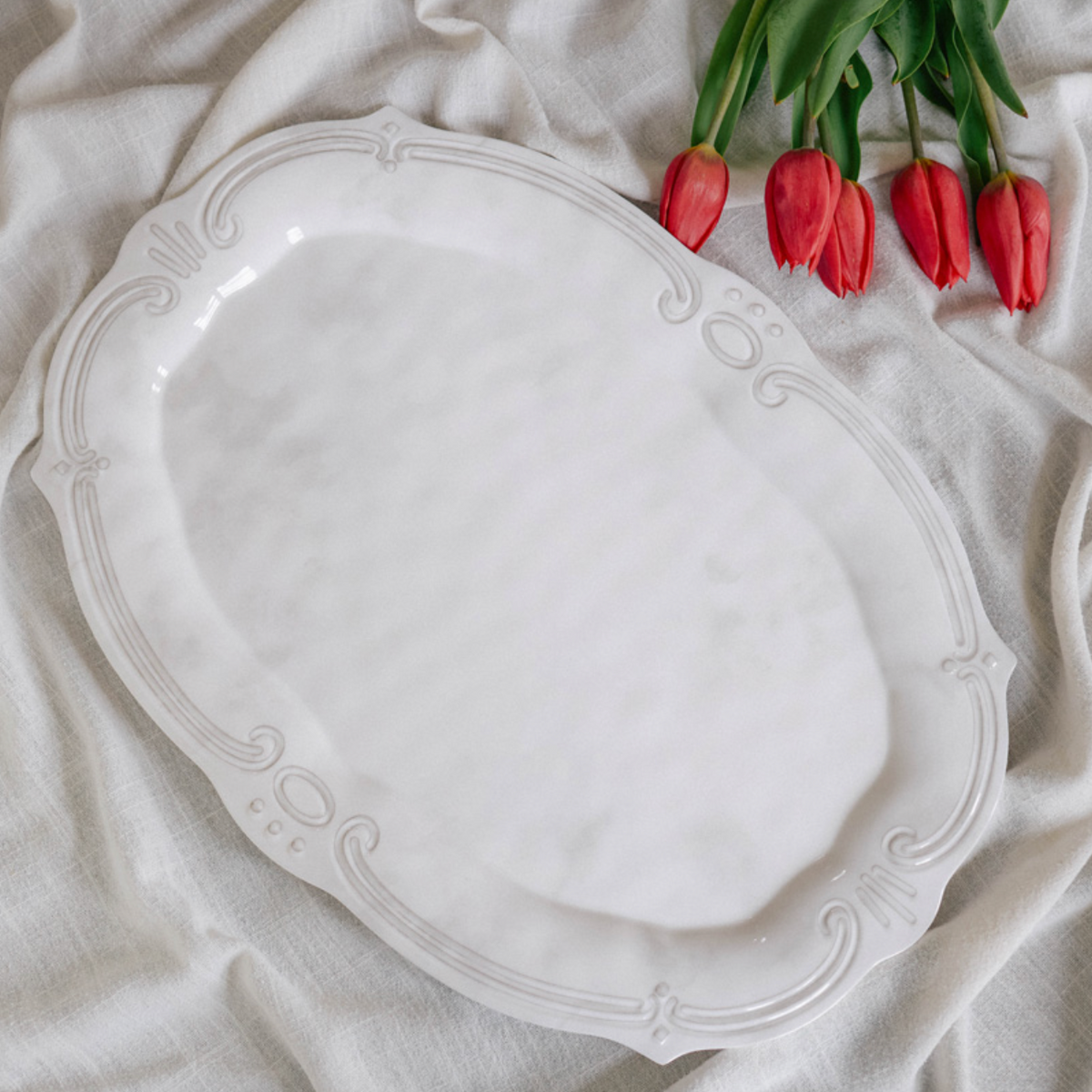 Melamine French Grey Oval Platter - 50cm