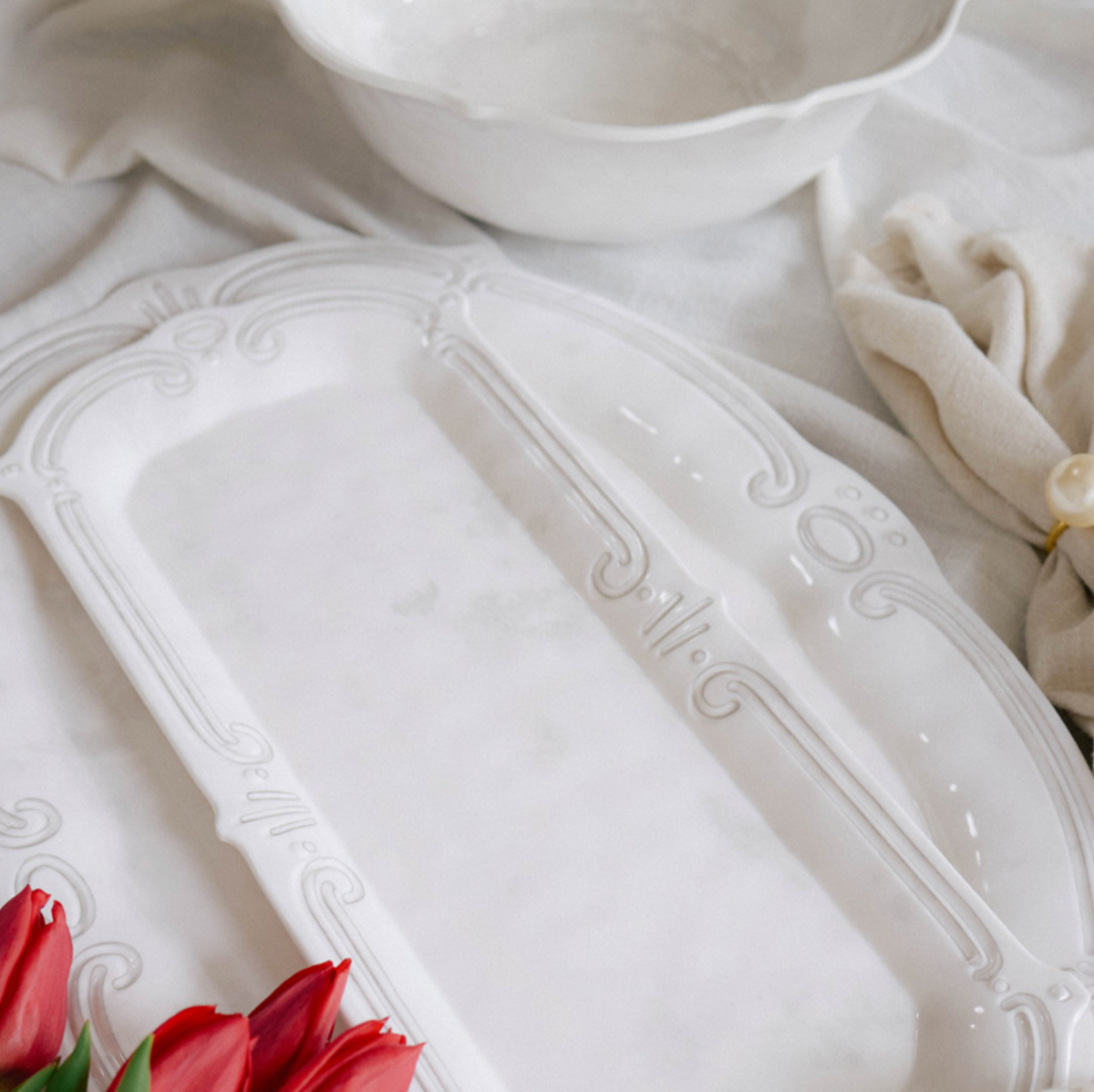 Melamine French Grey Oval Platter - 50cm