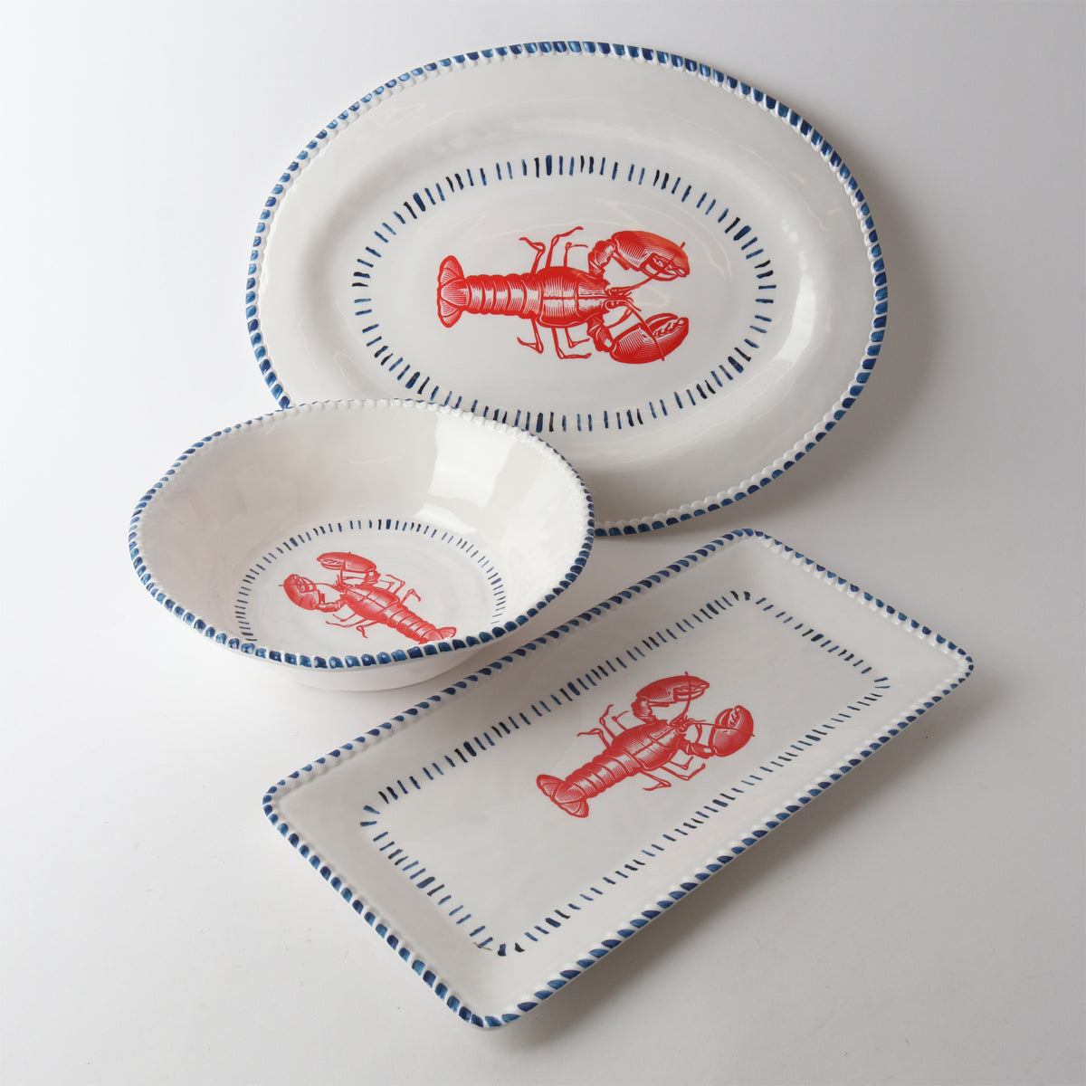 Melamine Nautical Lobster Rect Platter 43cm
