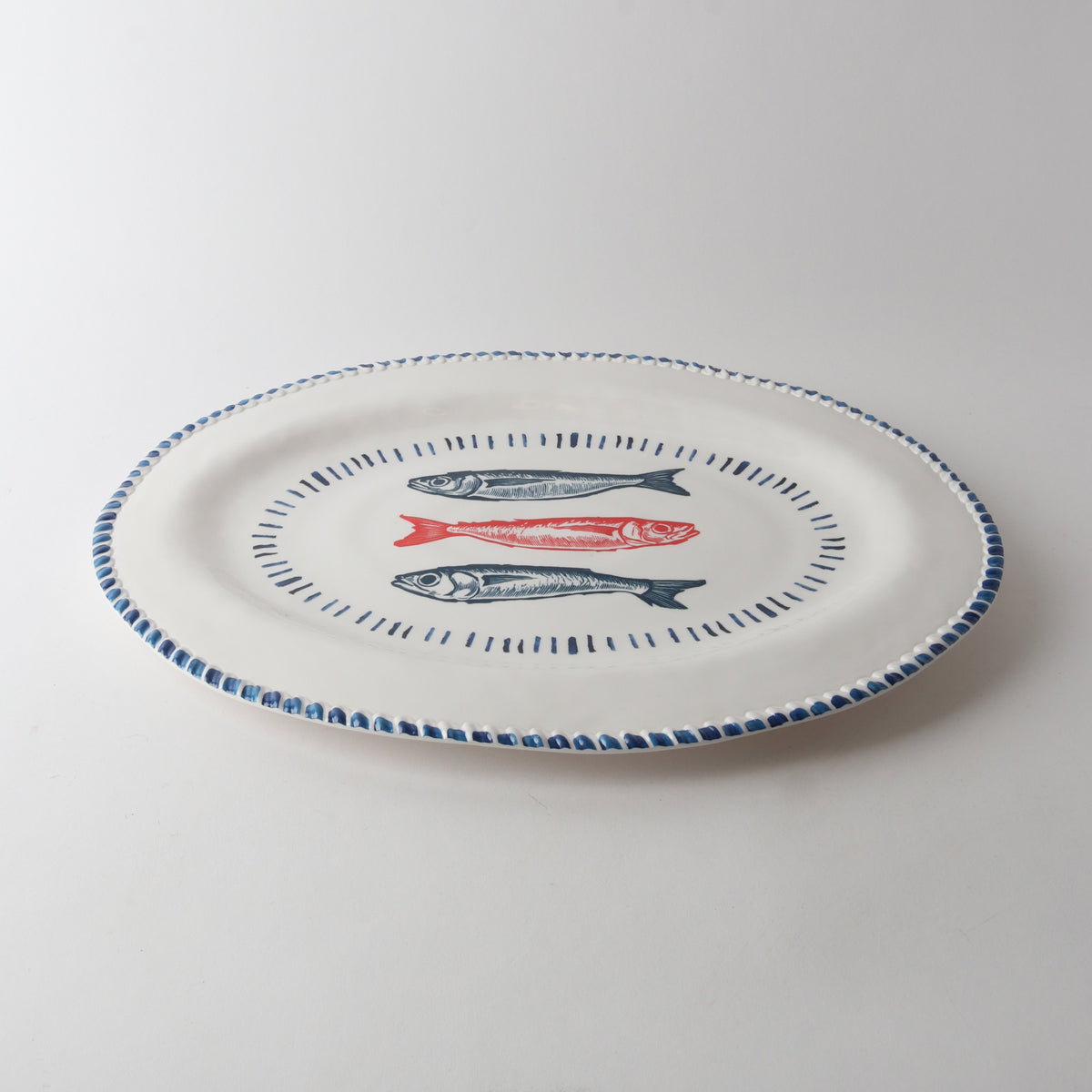 Melamine Nautical Sardine Oval Platter 48cm