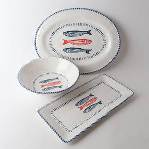 Melamine Nautical Sardine Oval Platter 48cm