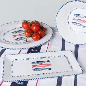 Melamine Nautical Sardine Rect Platter 43cm
