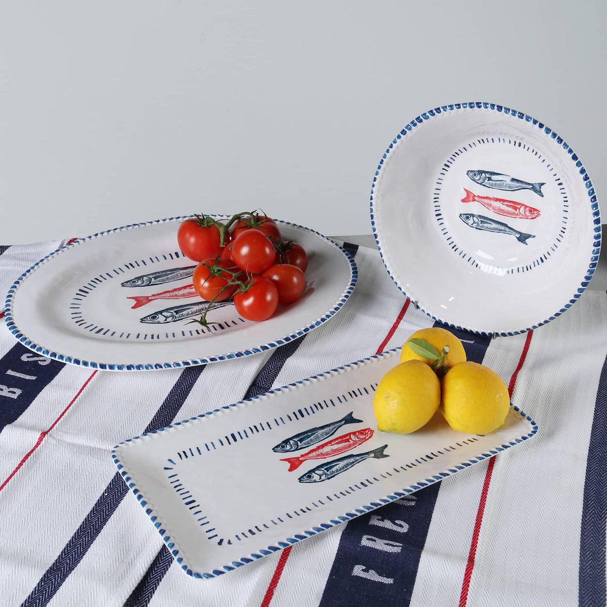 Melamine Nautical Sardine Bowl 31cm