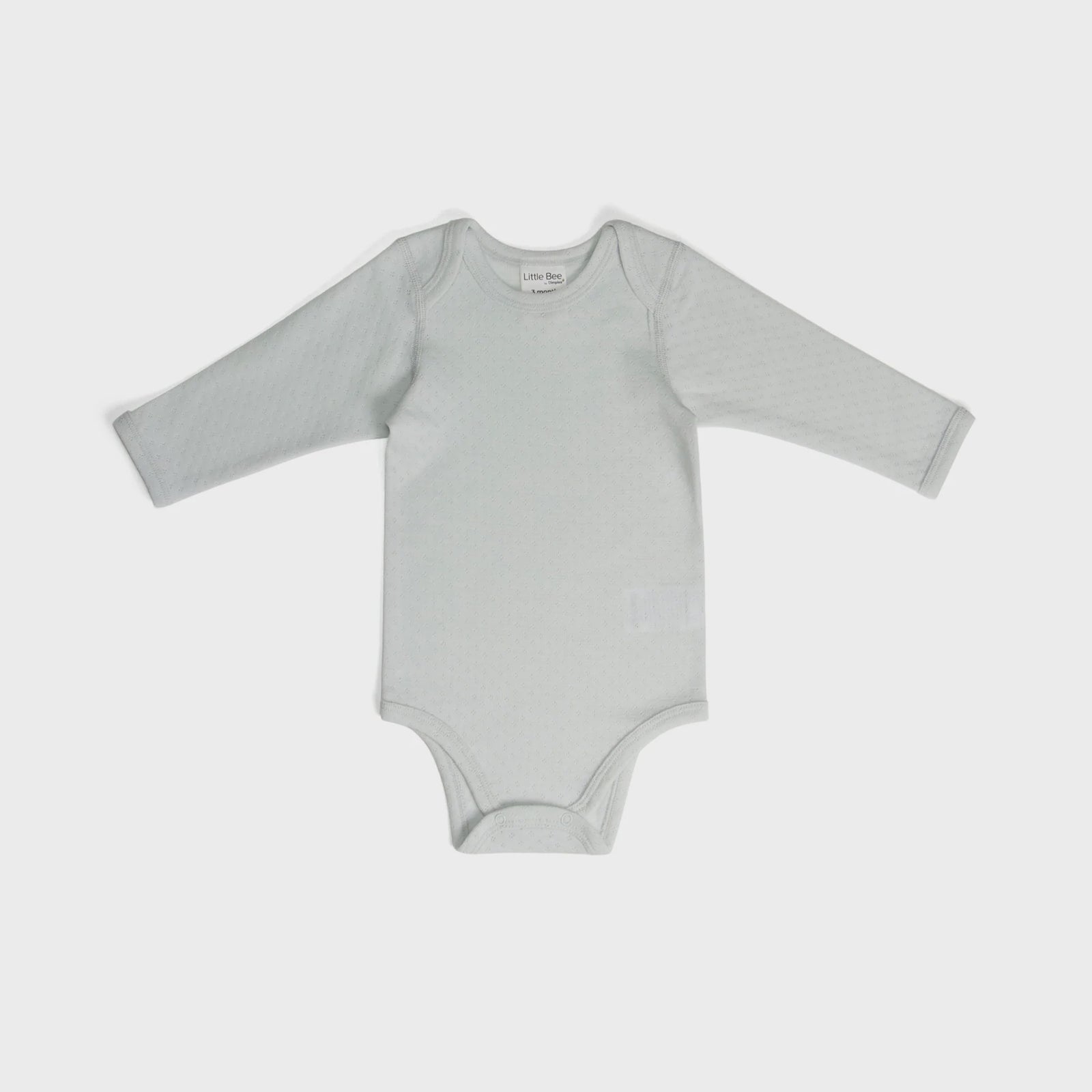 Little bee by dimples Merino Long Sleeve Bodysuit- Pointelle - Duck Egg