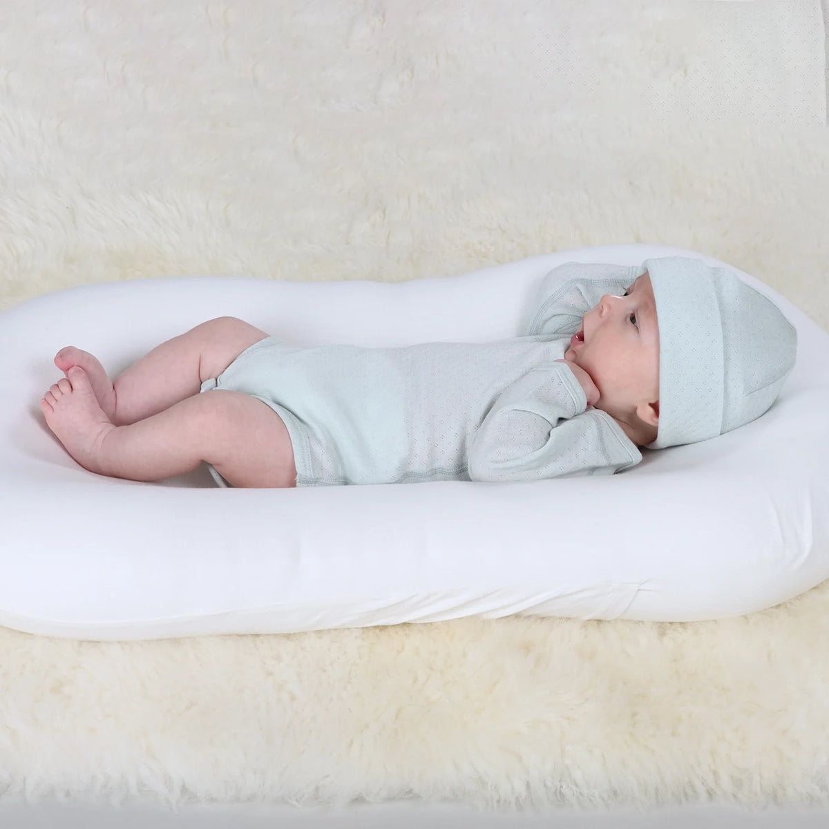 Little bee by dimples Merino Long Sleeve Bodysuit- Pointelle - Duck Egg