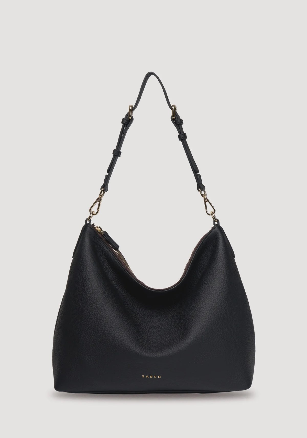 SABEN SS26 Miki Shoulder Bag - Black Luxe pebbled leather hobo shoulder bag