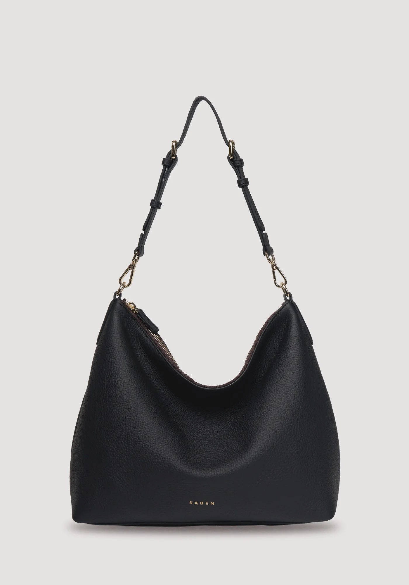 SABEN SS26 Miki Shoulder Bag - Black Luxe pebbled leather hobo shoulder bag