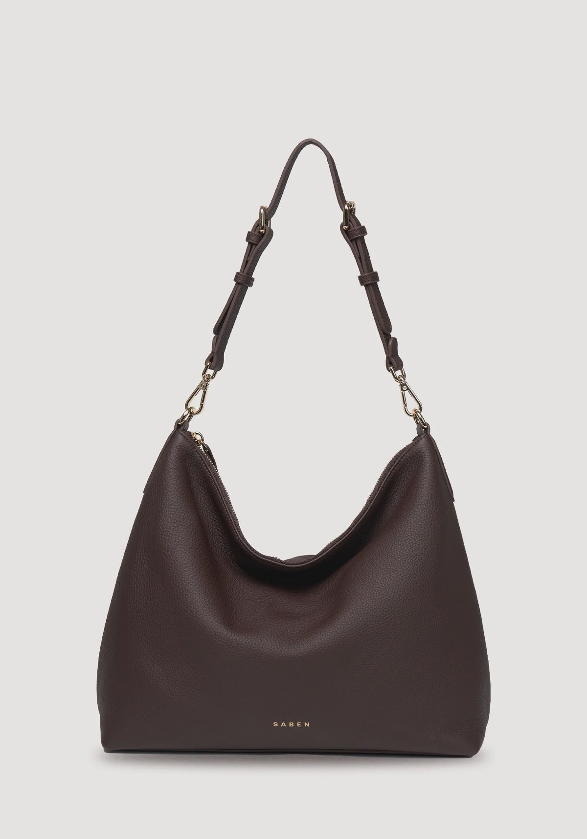 SABEN SS26 Miki Shoulder Bag - Cacao Luxe dark brown slouchy hobo shoulder bag