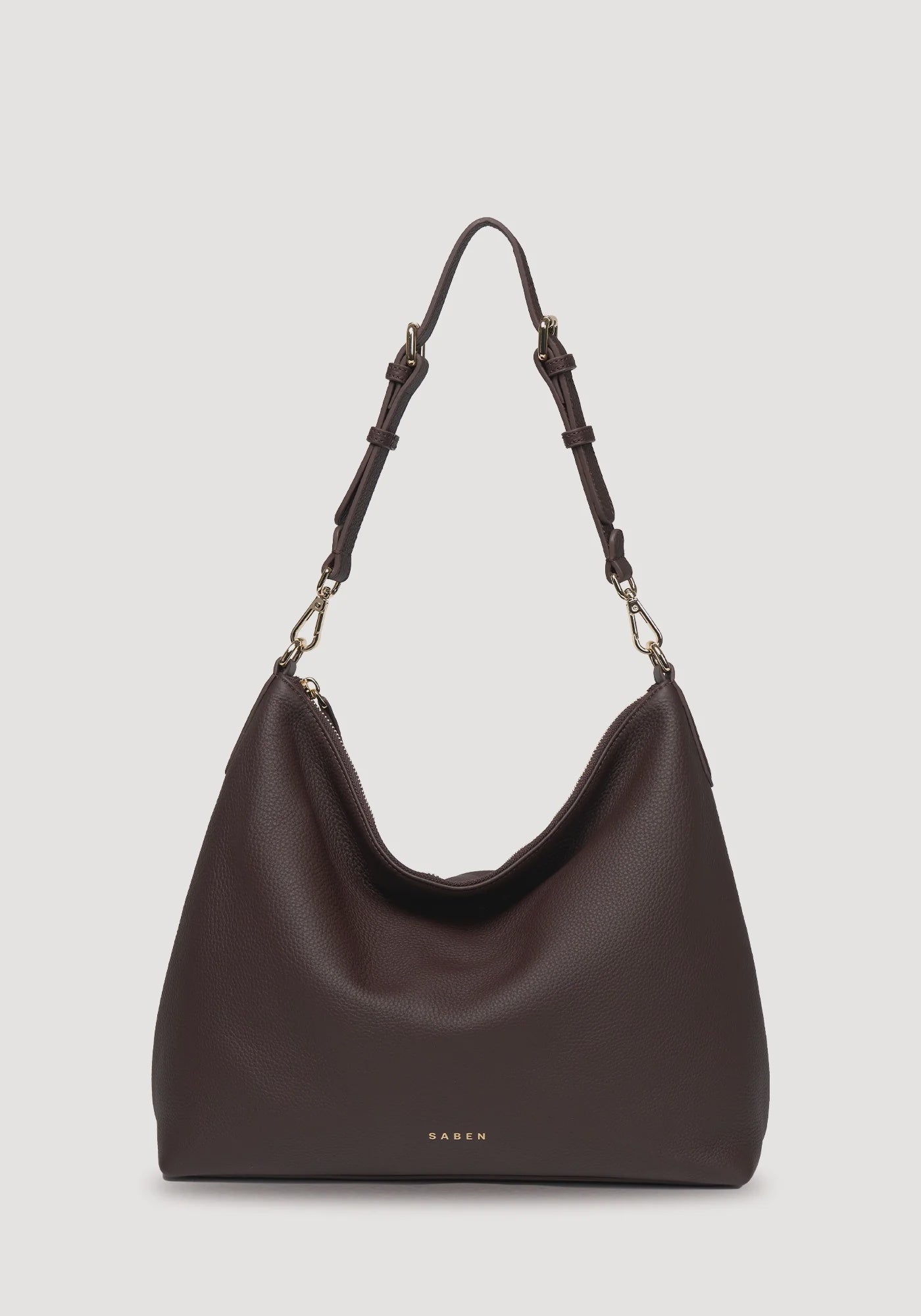 SABEN SS26 Miki Shoulder Bag - Cacao Luxe dark brown slouchy hobo shoulder bag
