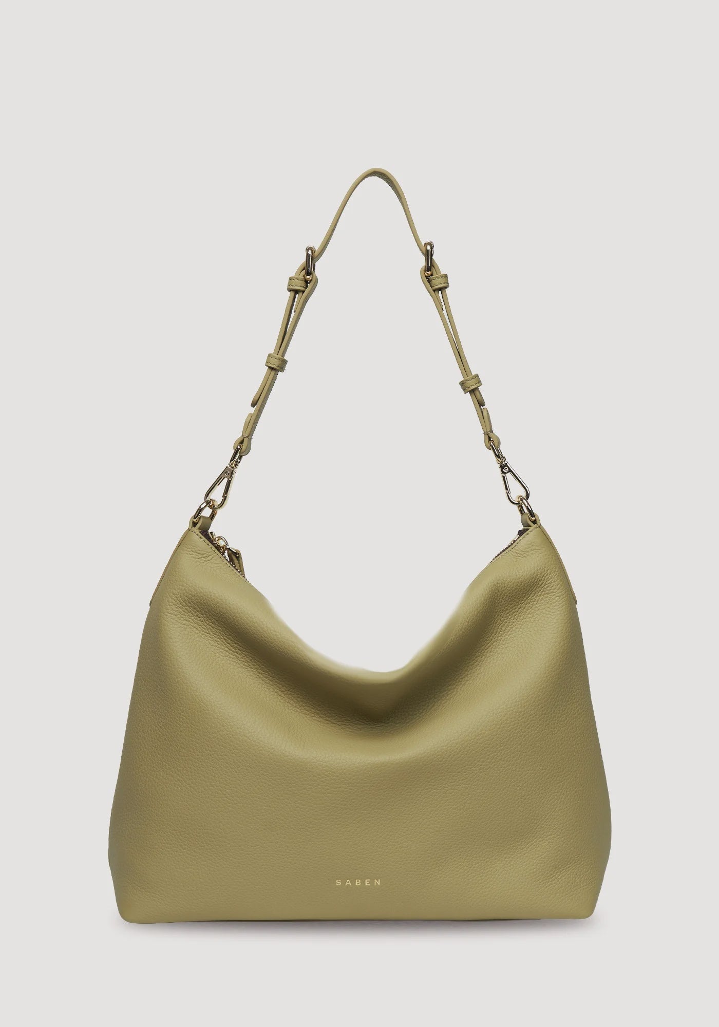 SABEN SS26 Miki Shoulder Bag - Willow Luxe olive green slouchy shoulder bag