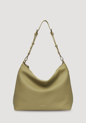 SABEN SS26 Miki Shoulder Bag - Willow Luxe olive green slouchy shoulder bag