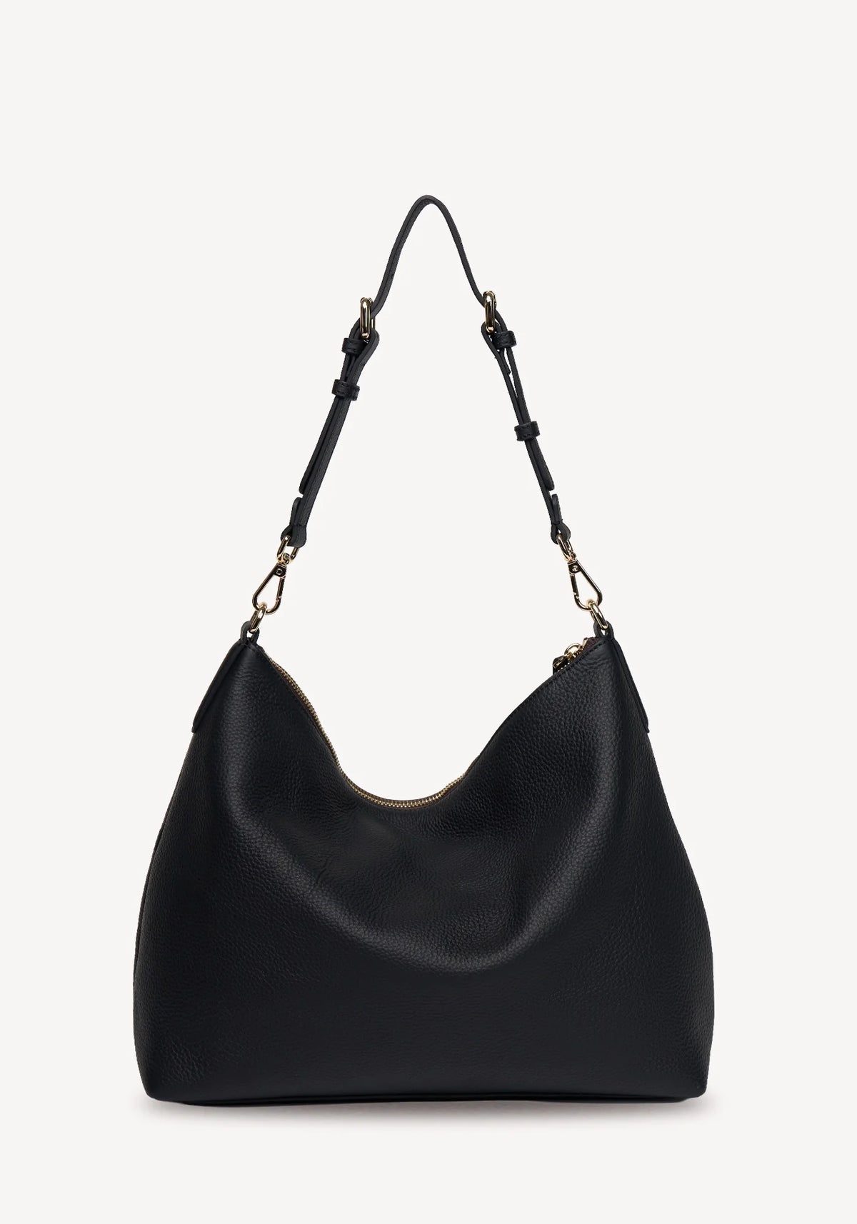 SABEN SS26 Miki Shoulder Bag - Black Luxe pebbled leather hobo shoulder bag