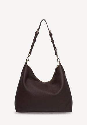 SABEN SS26 Miki Shoulder Bag - Cacao Luxe dark brown slouchy hobo shoulder bag