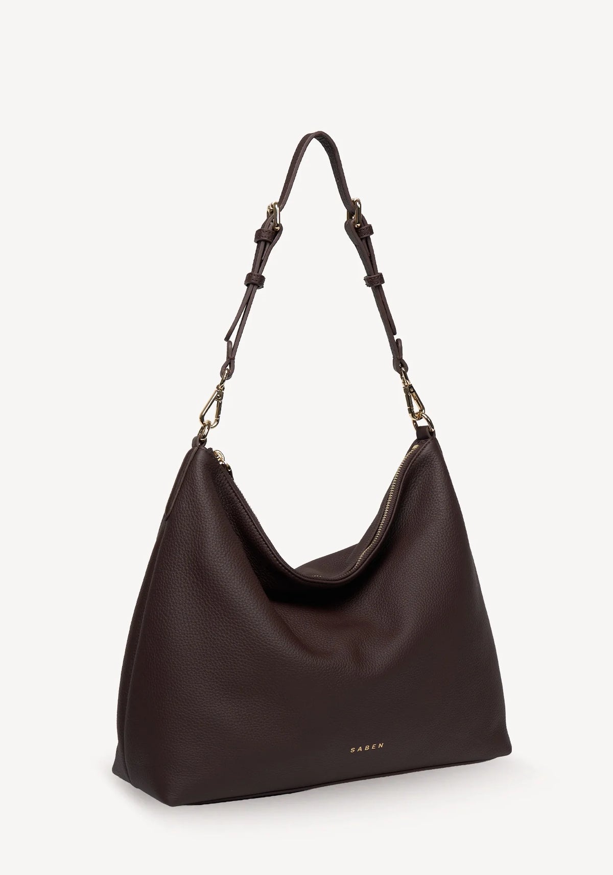 SABEN SS26 Miki Shoulder Bag - Cacao Luxe dark brown slouchy hobo shoulder bag