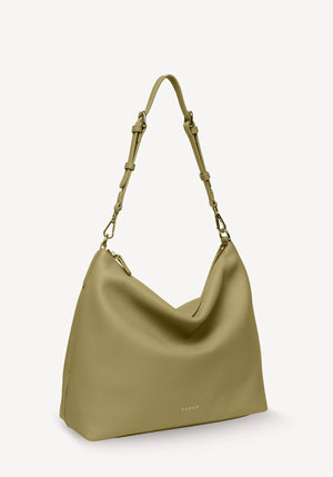 SABEN SS26 Miki Shoulder Bag - Willow Luxe olive green slouchy shoulder bag