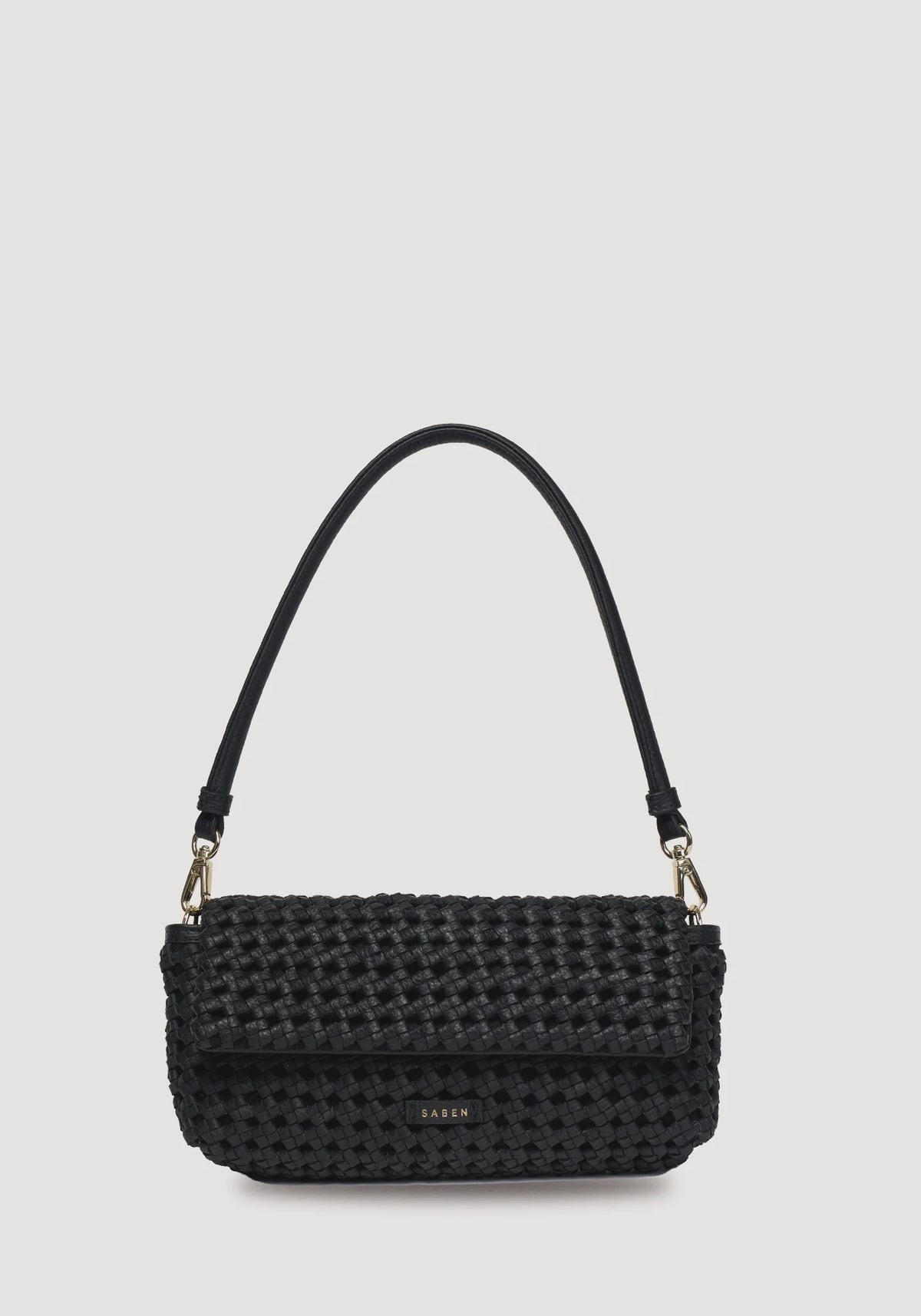 SABEN SS26 Milla Shoulder Bag - Black Fine Braid woven leather