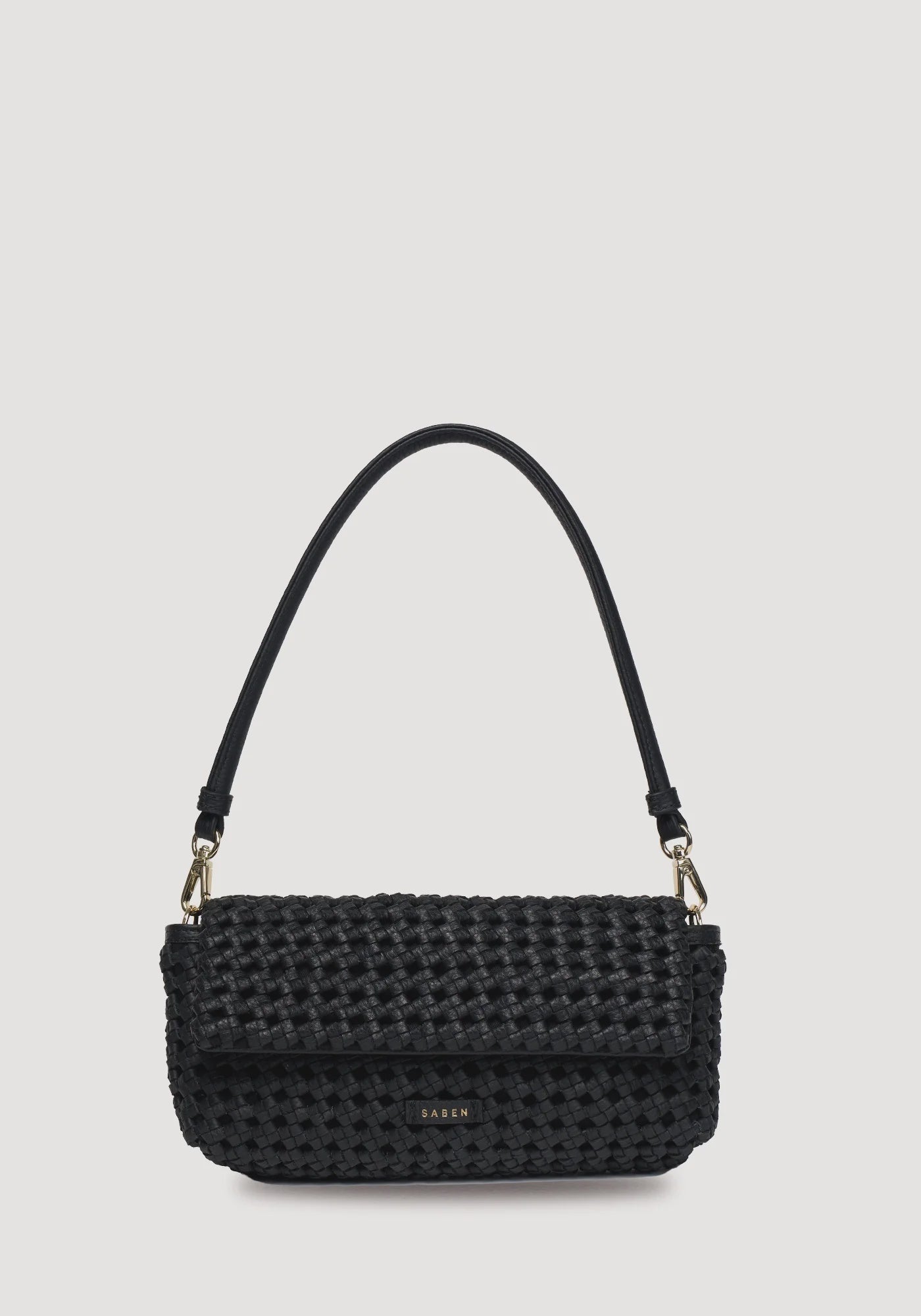 SABEN SS26 Milla Shoulder Bag - Black Fine Braid woven leather
