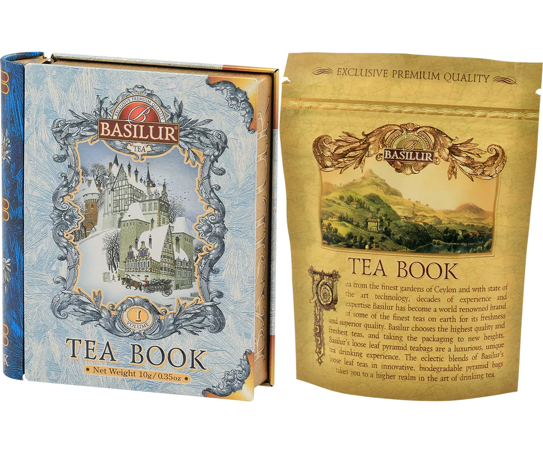 Basilur Tea Book set Mini Tea Book I - Blue Cornflower, Malwa & Jasmine Flower - Floral Black Tea - 5 Pyramid Tea Bags