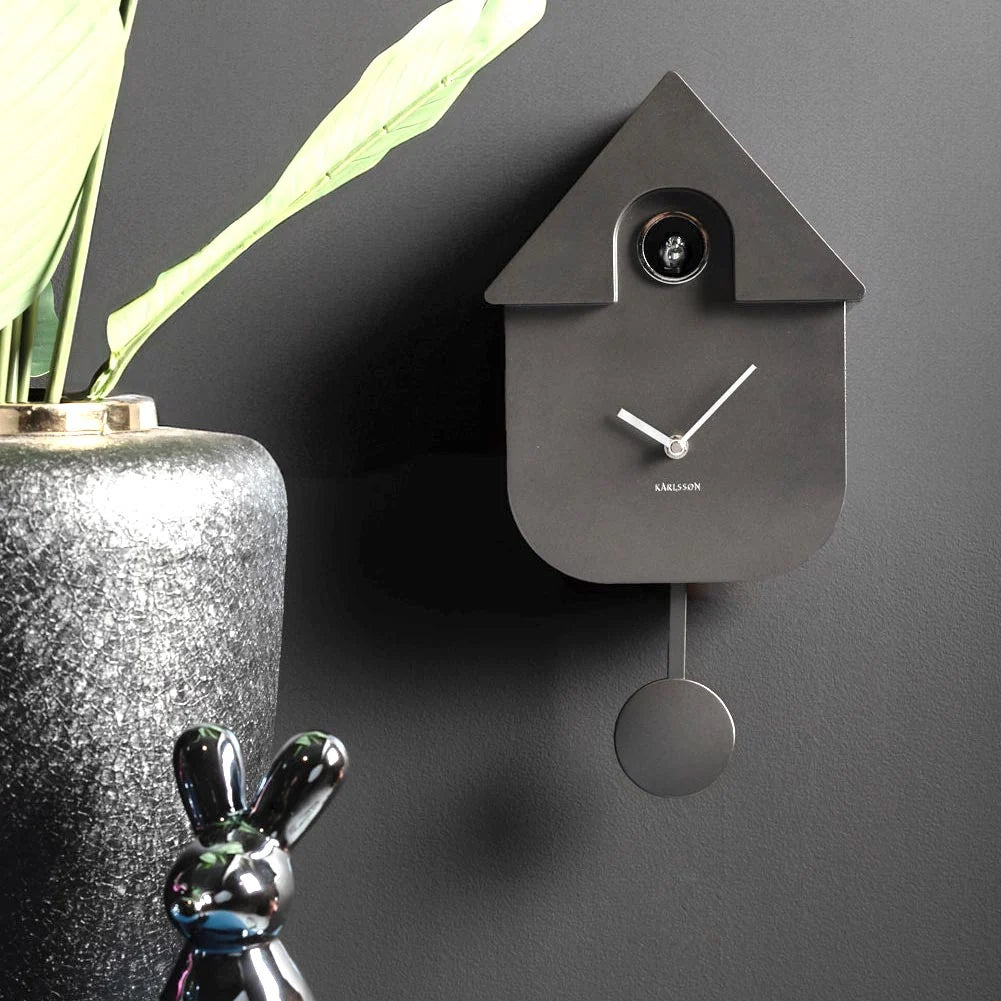 KARLSSON Modern Cuckoo Clock - Metallic Dark Grey