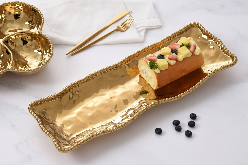 Pampa Bay Monaco - Rectangular Serving Piece Gold rectangular tray 