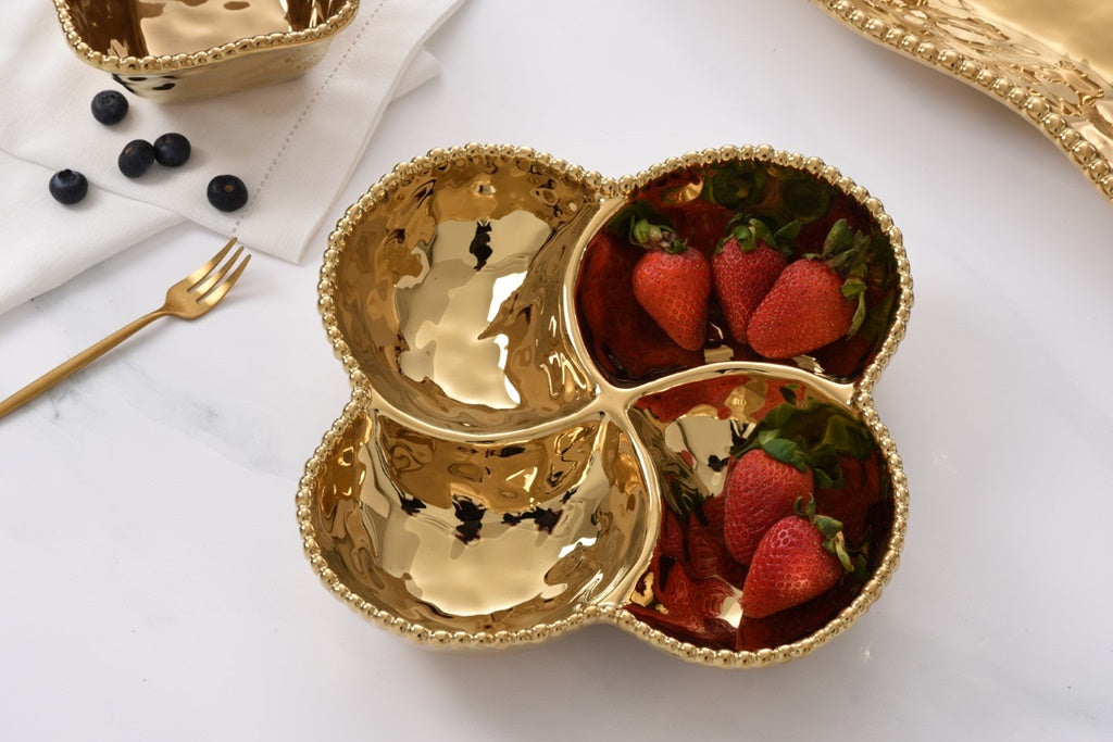 Pampa Bay Monaco 4 Section Bowl Gold decorative porcelain