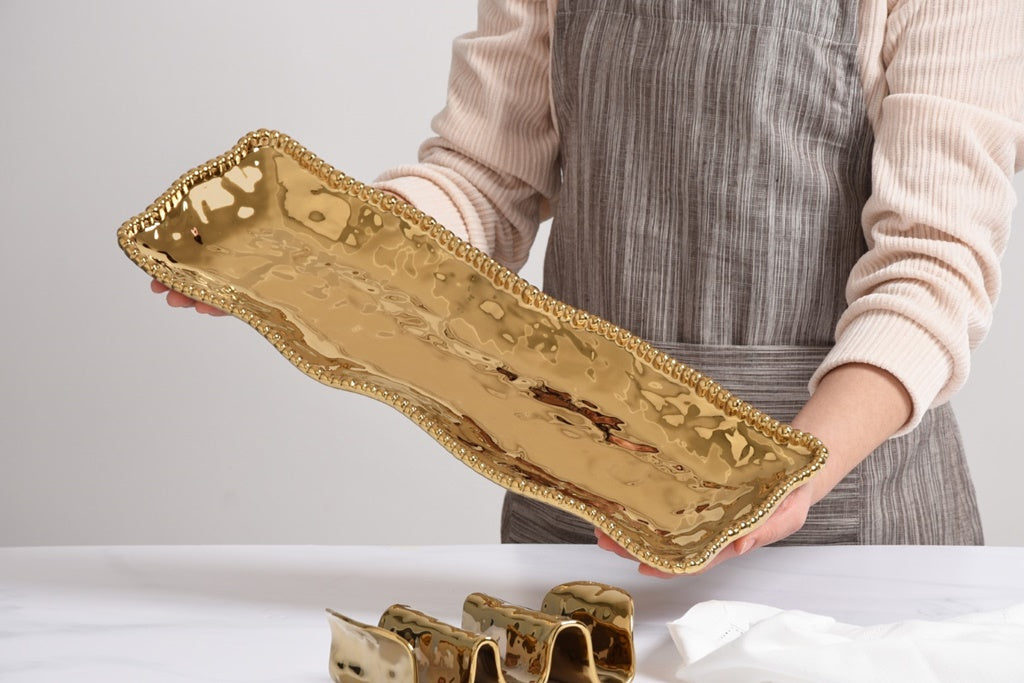 Pampa Bay Monaco - Rectangular Serving Piece Gold rectangular tray