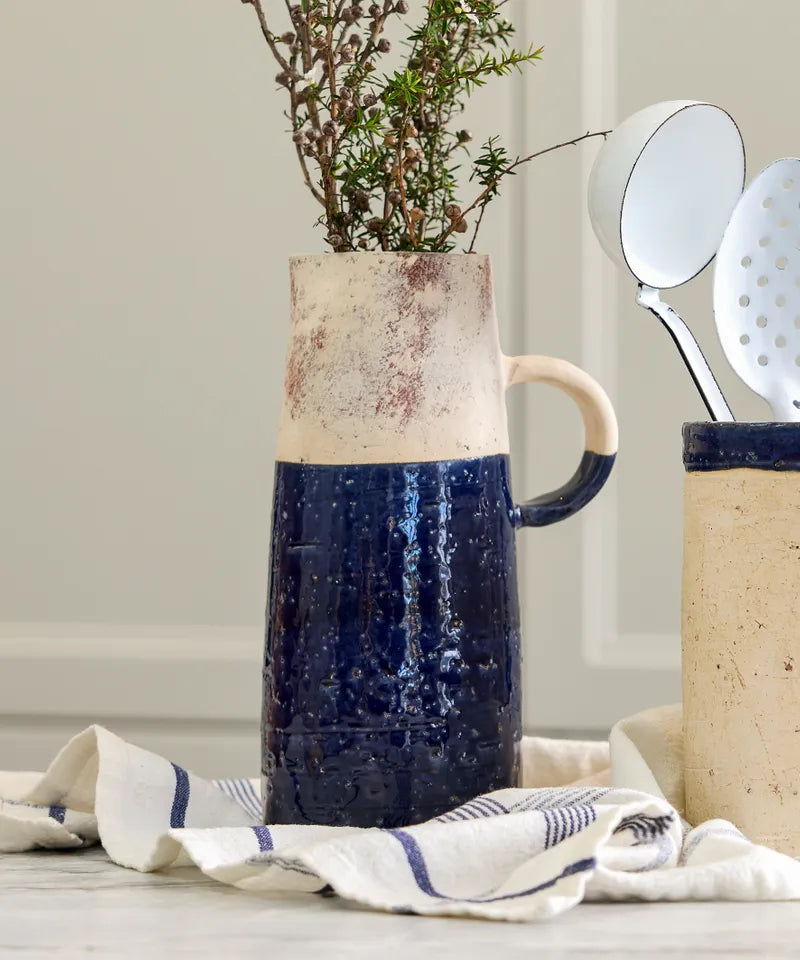 French Country Collections Monte Terracotta Jug Dark Blue