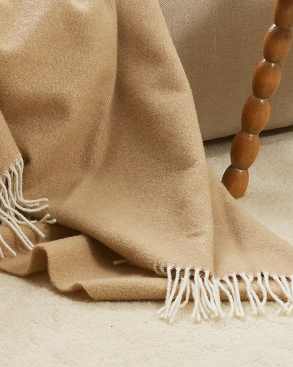 Furtex Baya Mosman Merino Wool Throw 140 x 200cm - Sand