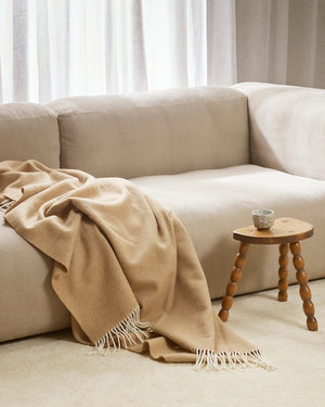 Furtex Baya Mosman Merino Wool Throw 140 x 200cm - Sand