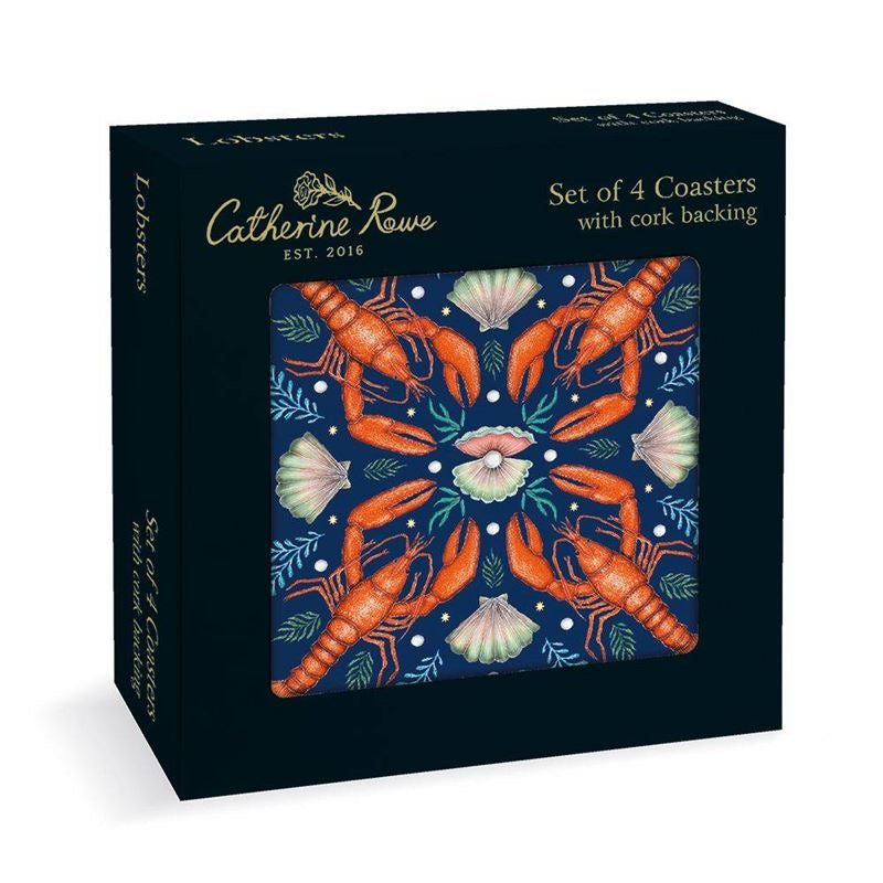 Catherine Rowe coaster set Museums & Galleries - Lobsters 4 Pkt - Coasters
