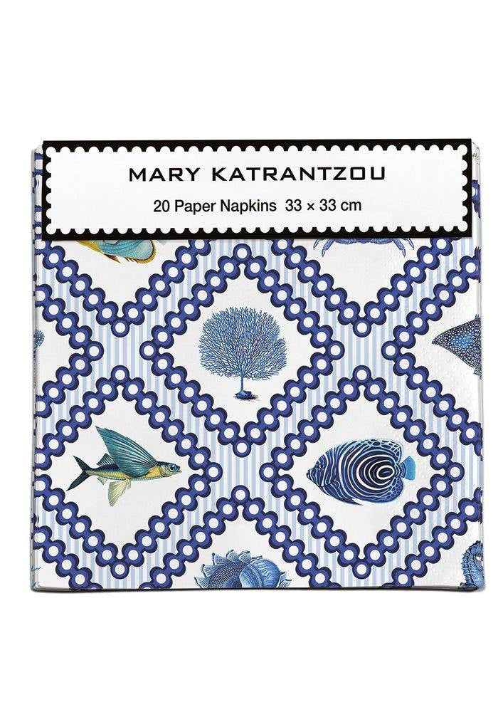 Blue Sea Grid 20 Pkt - Paper Napkins