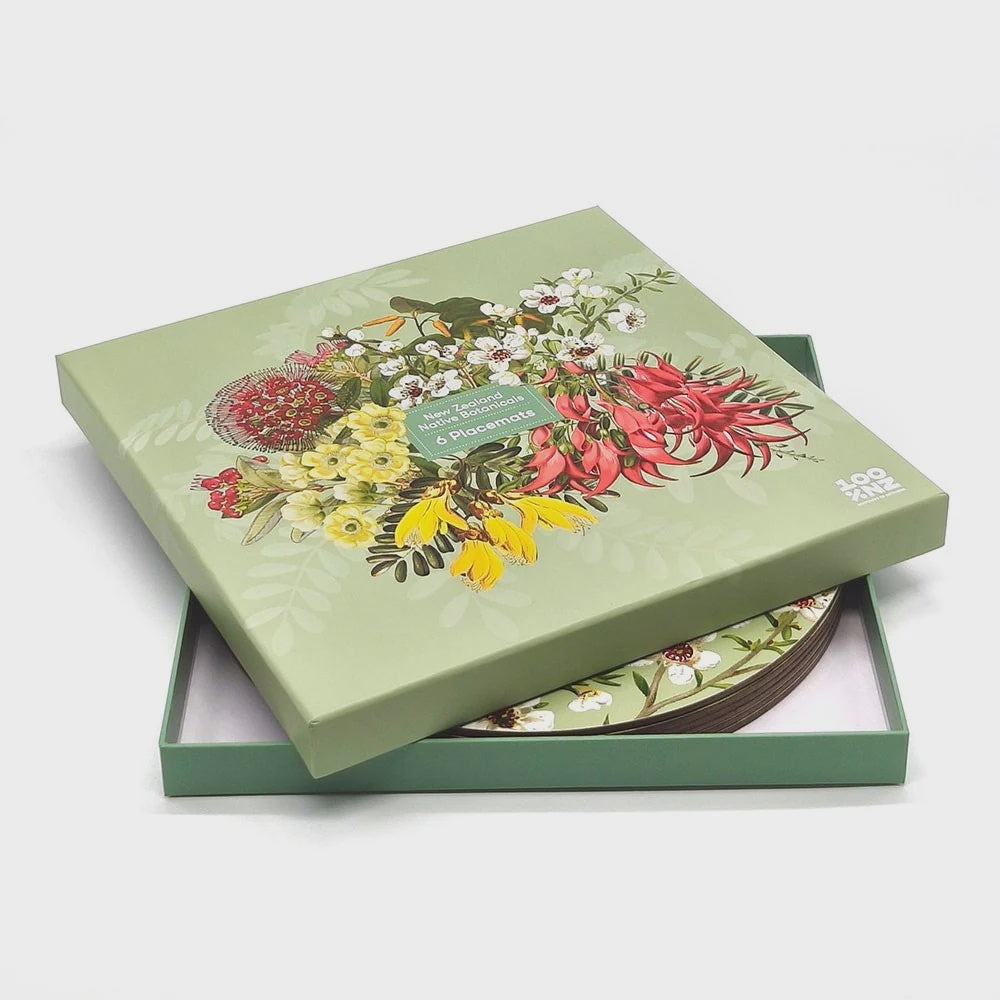 100%NZ NZ Native Botanical Placemats Box of 6