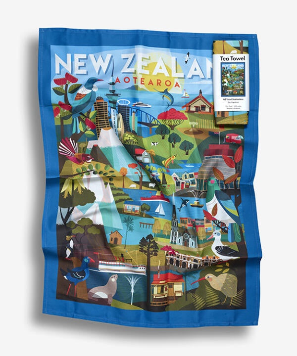 NZ Travel Destinations Tea Towel