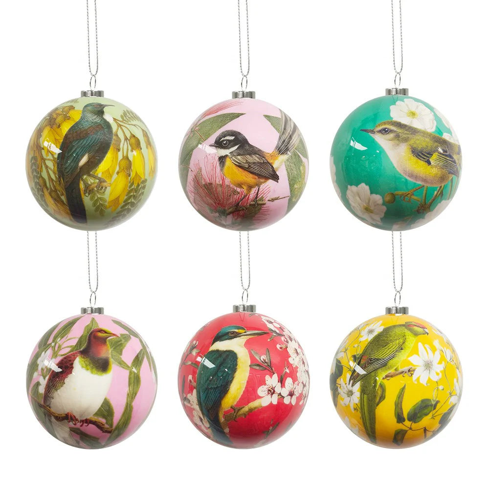 100% NZ Native Birds Christmas Baubles