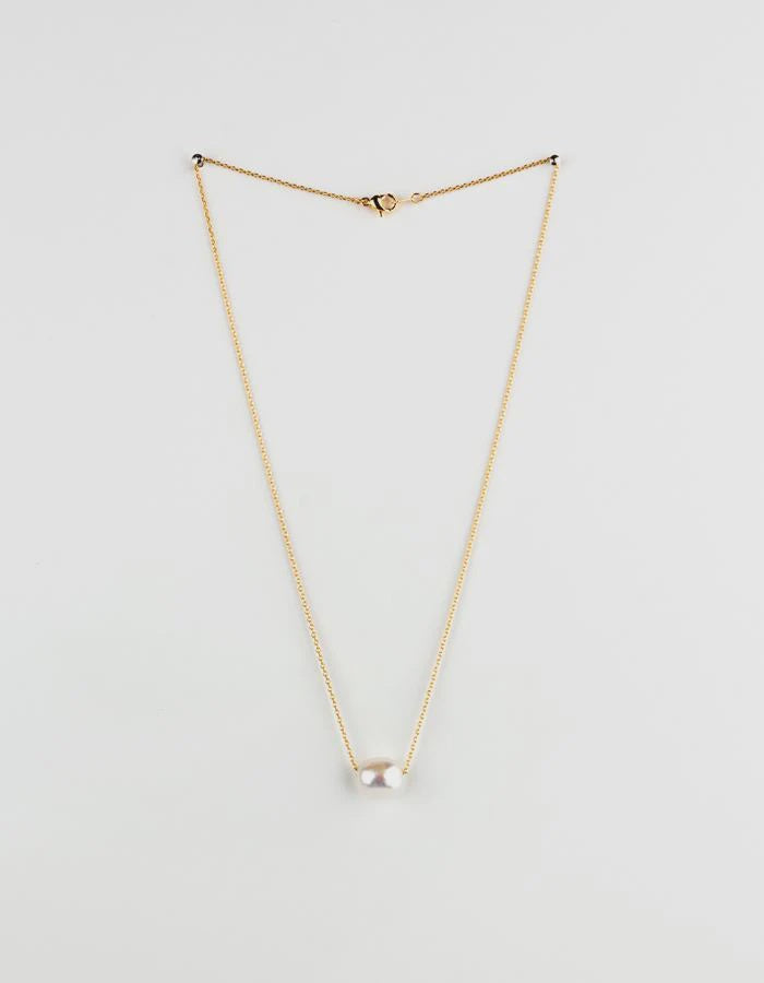 Necklace Gold Fresh Water Single Pearl Choker Chain