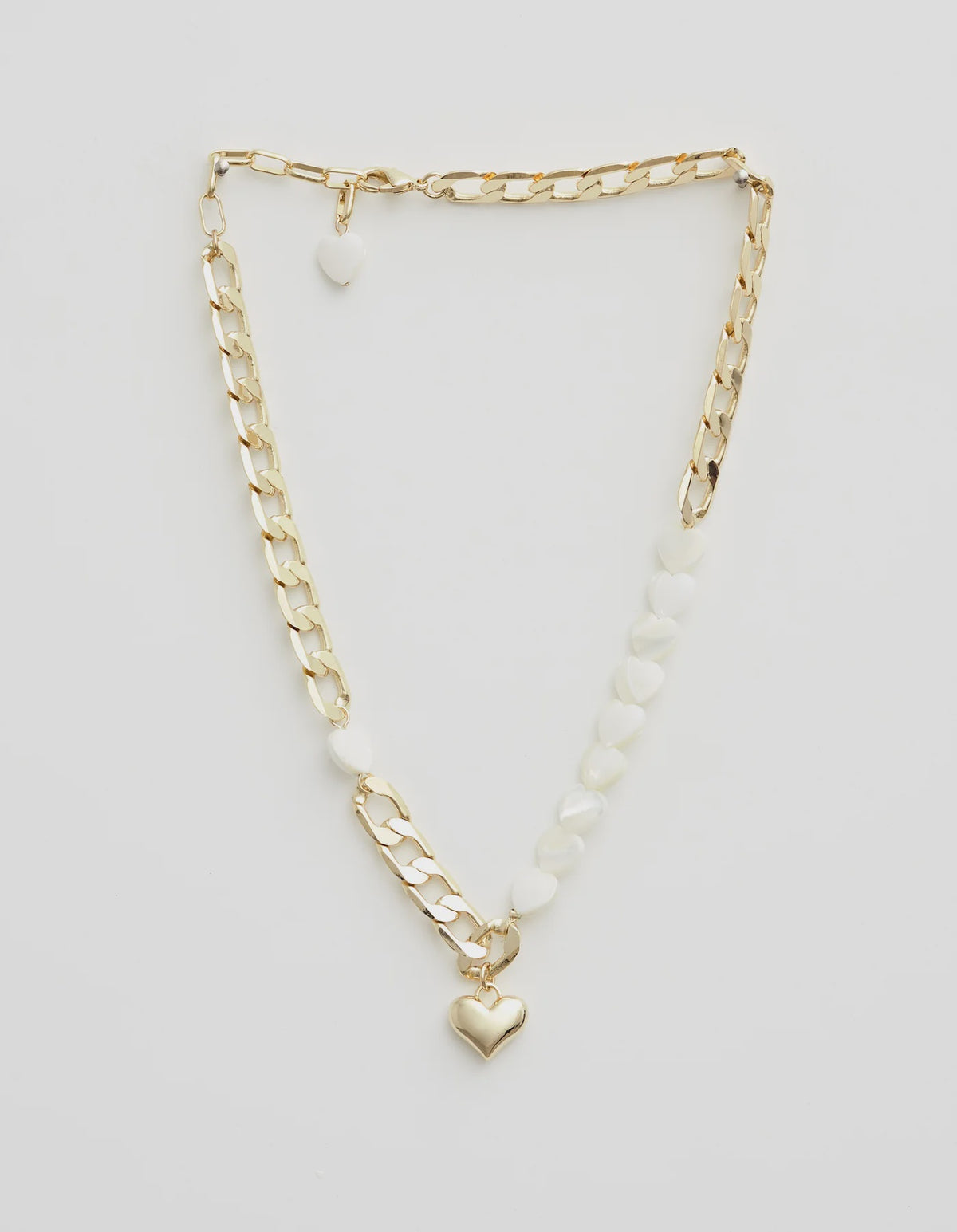 Necklace Mop Hearts Gold Chain