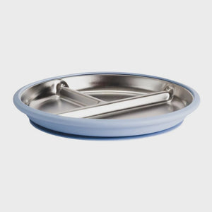 Nestling Stainless Divided Suction Plate 20cm - Dusty Blue