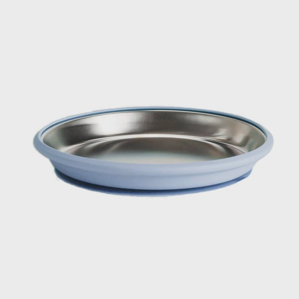 Nestling Stainless Flat Suction Plate 20cm - Dusty Blue