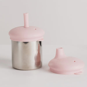 Nestling Stainless Steel 3-in-1 Sippy Cup - Dusty Pink