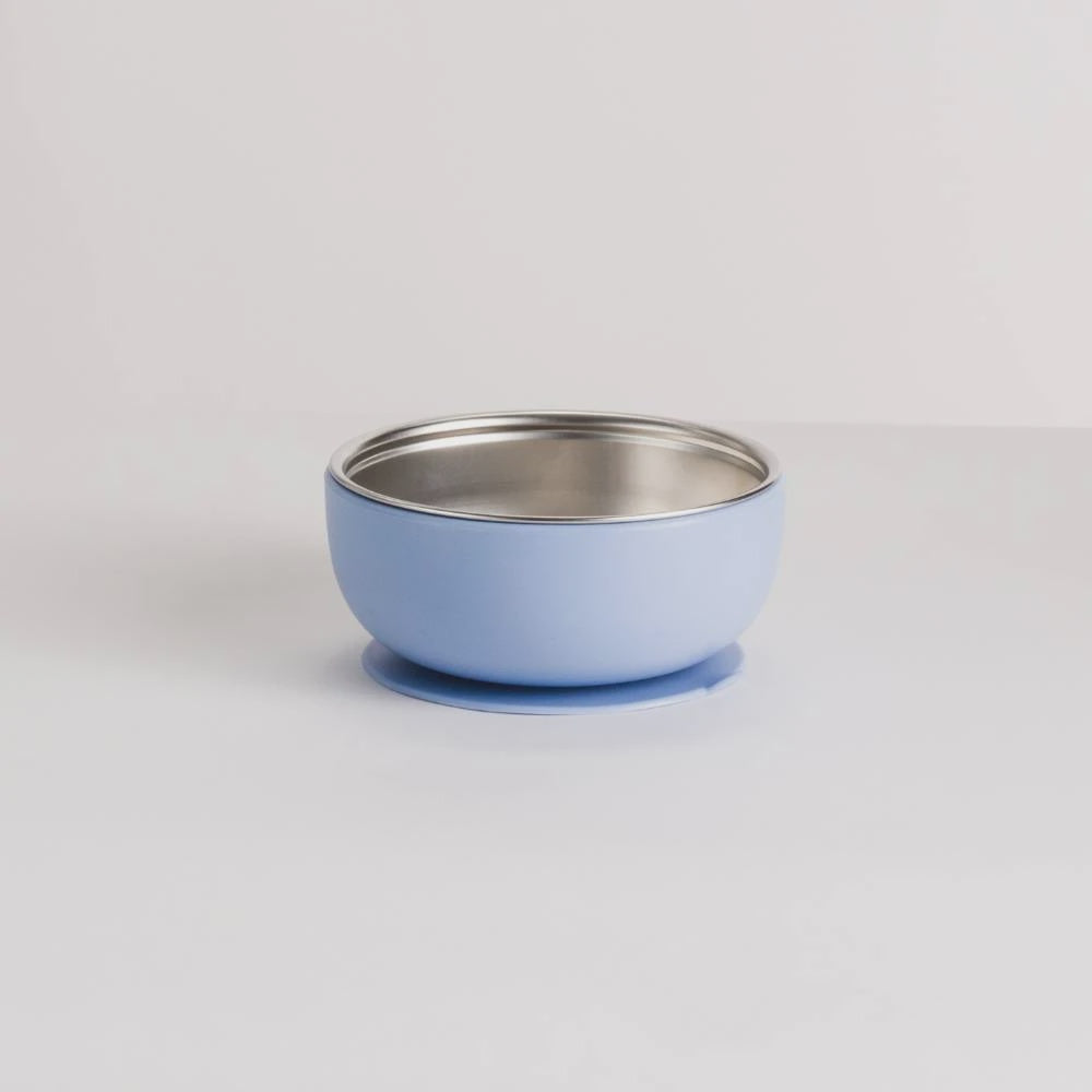 Nestling Stainless Steel Suction Bowl - Dusty Blue