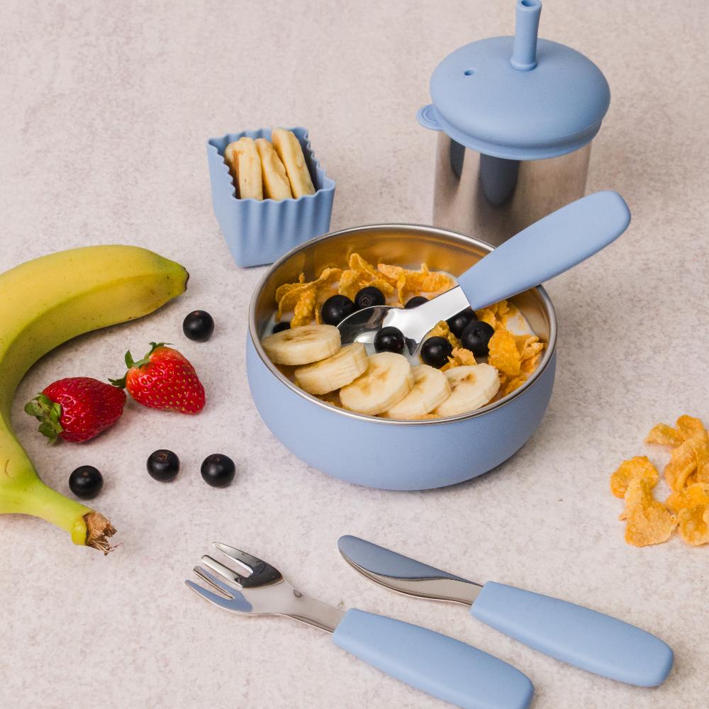 Nestling Toddler Cutlery 3pk - Dusty Blue