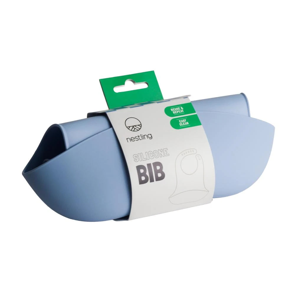 Nestling Silicone Bib - Dusty Blue