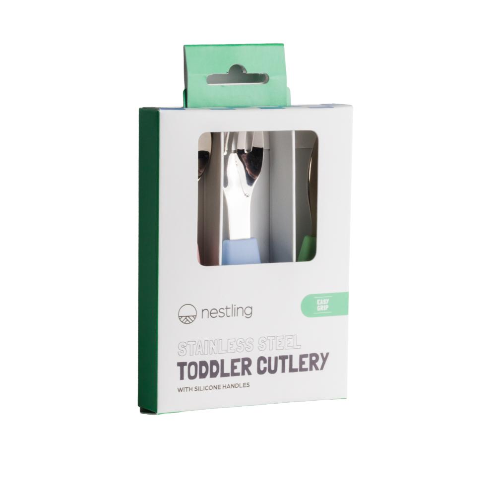 Nestling Toddler Cutlery 3pk - Dusty Blue