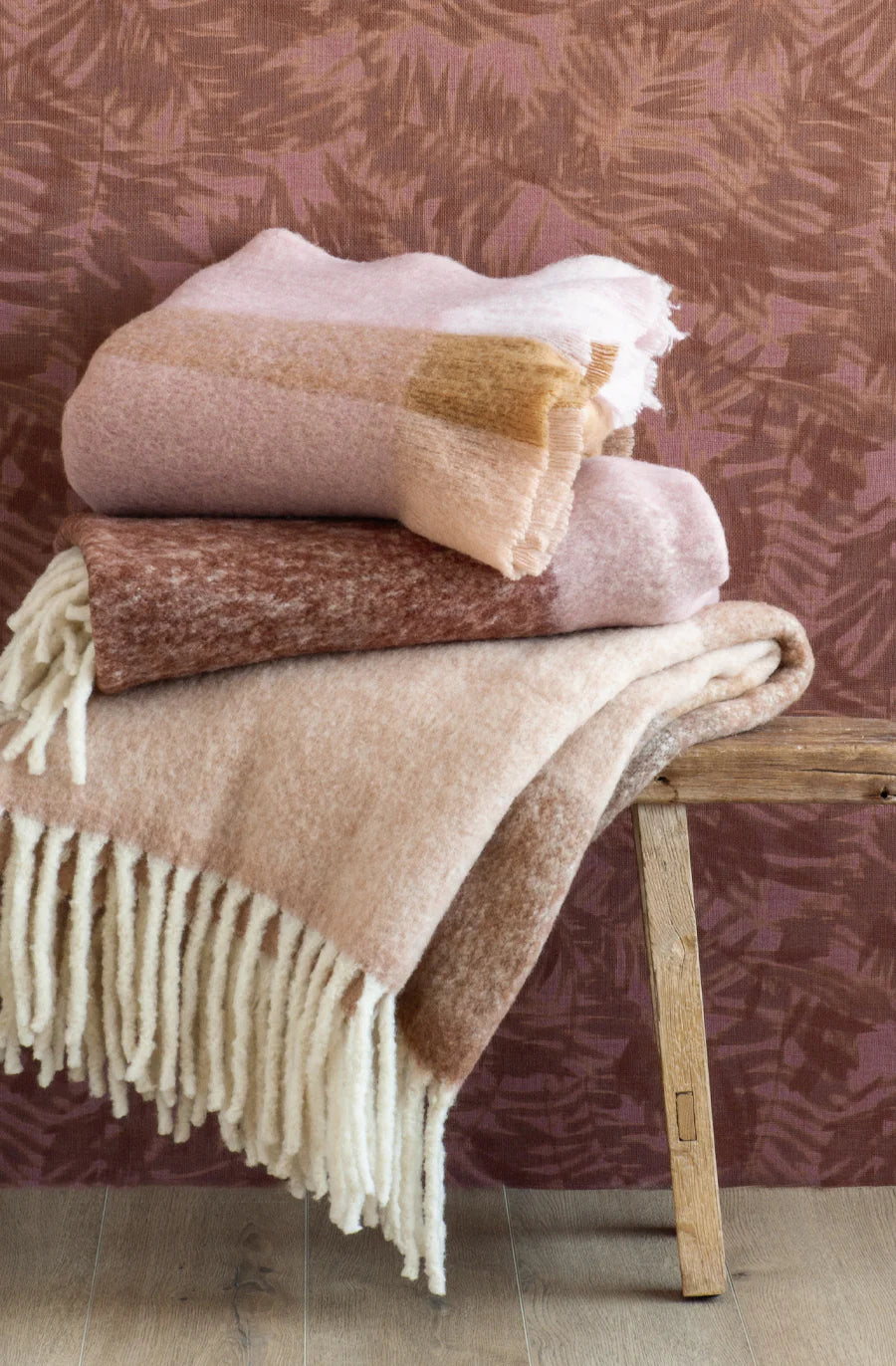 Bianca Lorenne Komichi Old Rose Wool Throw
