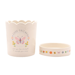 Love Life planter with tray - Friends