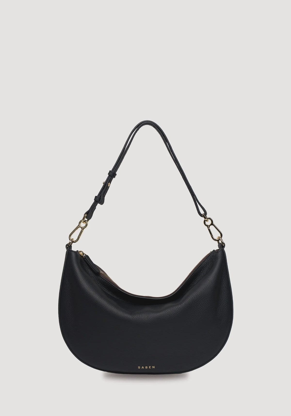 SABEN SS26 Noa Shoulder Bag - Black Luxe crescent-shaped shoulder bag