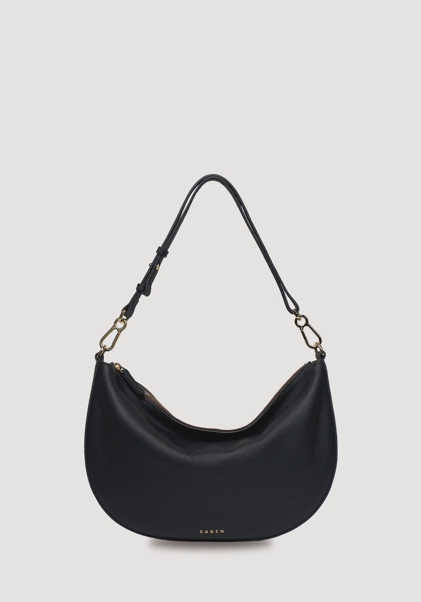 SABEN SS26 Noa Shoulder Bag - Black Luxe crescent-shaped shoulder bag