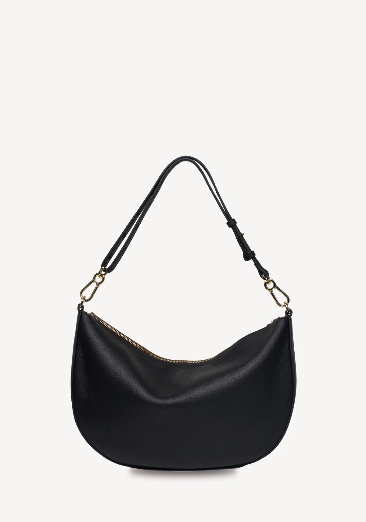 SABEN SS26 Noa Shoulder Bag - Black Luxe crescent-shaped shoulder bag