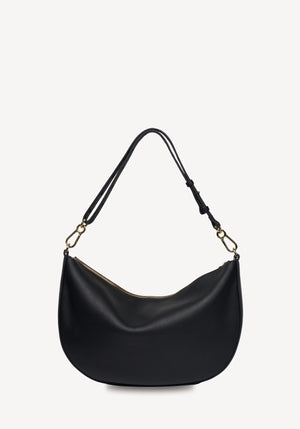SABEN SS26 Noa Shoulder Bag - Black Luxe crescent-shaped shoulder bag