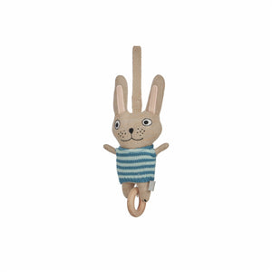OYOY Knitted rabbit toy with a striped sweater Felix Rabbit Music Mobile Baby Gift